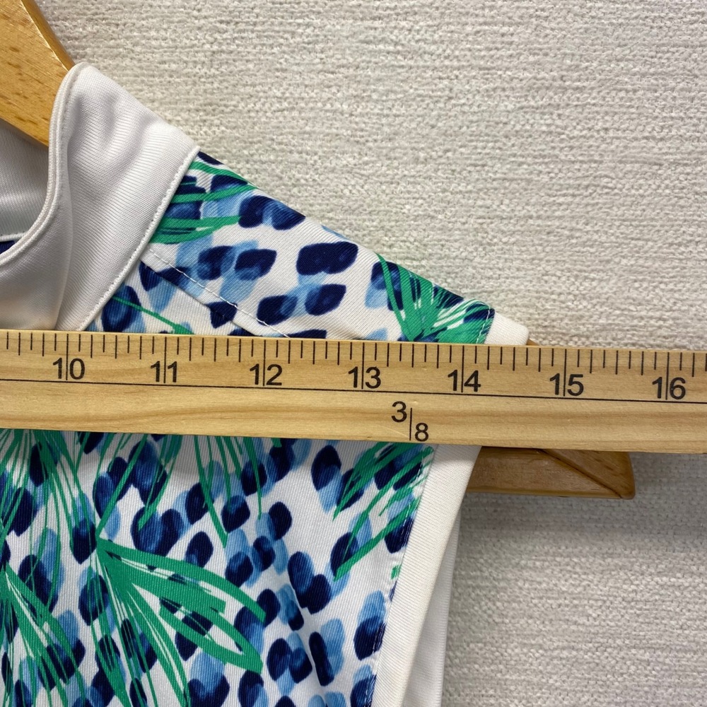 Pebble Beach Dry-Luxe Performance Golf Top Womens XL Blue Green Tropical 1/4 Zip - Picture 5 of 11